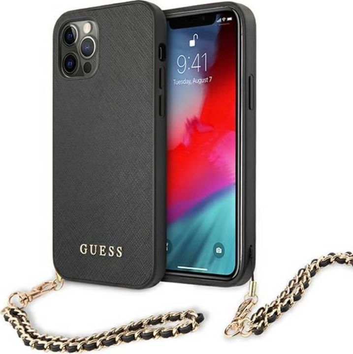 Guess Guess GUHCP12MSASGBK iPhone 12/12 Pro 6,1" czarny/black hardcase Saffiano Chain 1