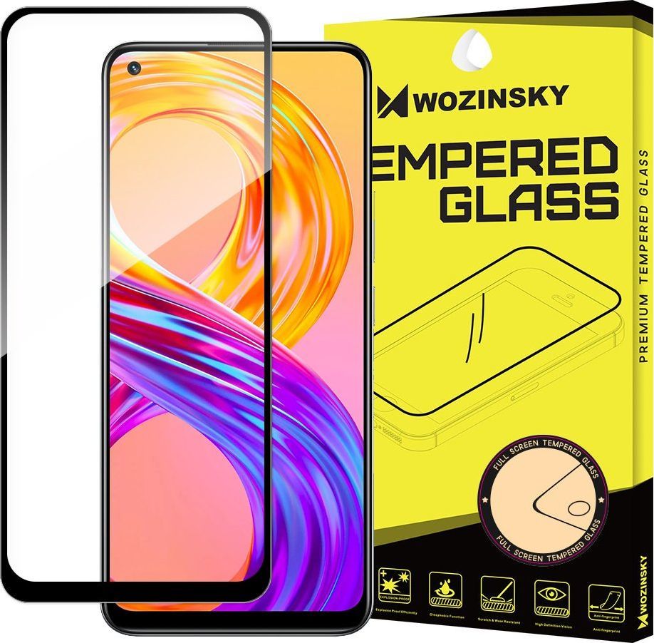 Wozinsky Wozinsky super wytrzymałe szkło hartowane Full Glue na cały ekran z ramką Case Friendly Realme 8 Pro / Realme 8 czarny 1