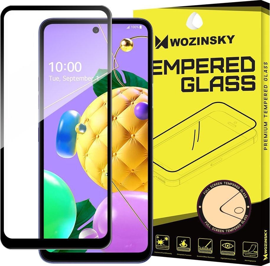 Wozinsky Wozinsky super wytrzymałe szkło hartowane Full Glue na cały ekran z ramką Case Friendly LG K62 / K52 / K42 czarny 1