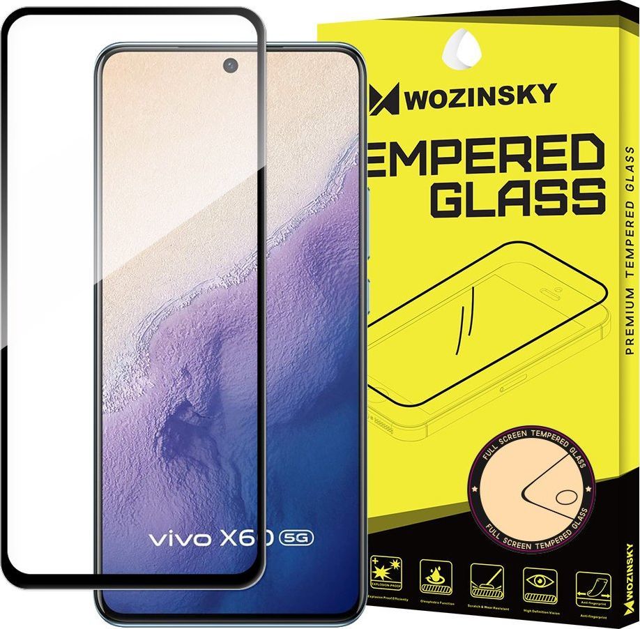 Wozinsky Wozinsky super wytrzymałe szkło hartowane Full Glue na cały ekran z ramką Case Friendly Vivo X60 czarny 1