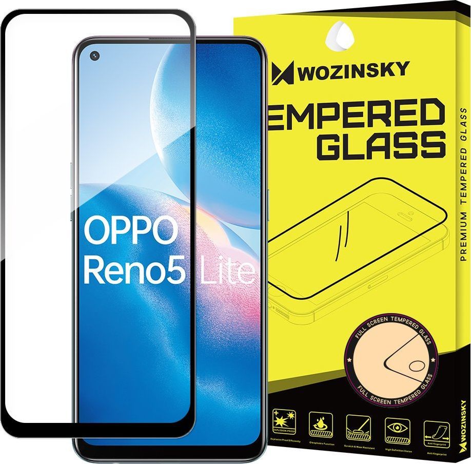 Wozinsky Wozinsky super wytrzymałe szkło hartowane Full Glue na cały ekran z ramką Case Friendly Oppo Reno 5 Lite / Reno 5 F czarny 1