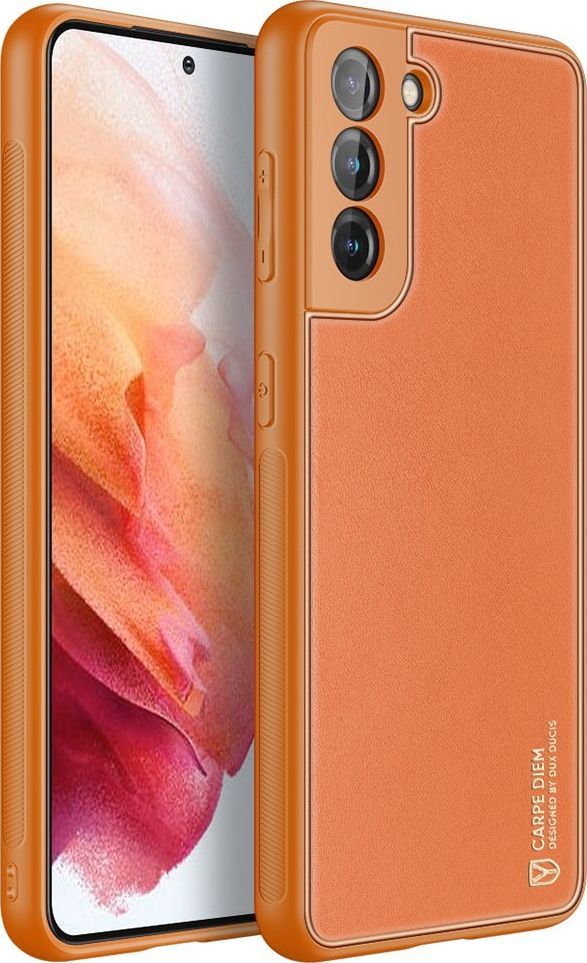 Hurtel Dux Ducis Yolo eleganckie etui pokrowiec ze skóry ekologicznej Samsung Galaxy S21 5G pomarańczowy 1