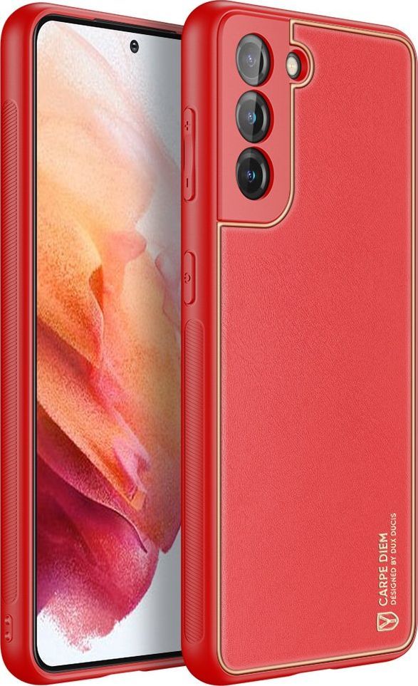 Hurtel Dux Ducis Yolo eleganckie etui pokrowiec ze skóry ekologicznej Samsung Galaxy S21 5G czerwony 1