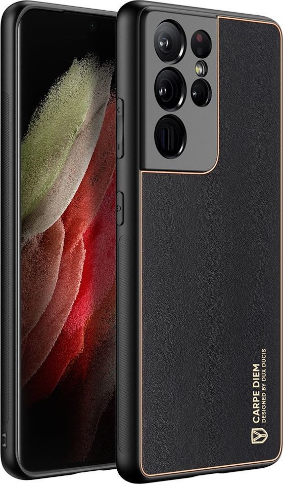 Hurtel Dux Ducis Yolo eleganckie etui pokrowiec ze skóry ekologicznej Samsung Galaxy S21 Ultra 5G czarny 1