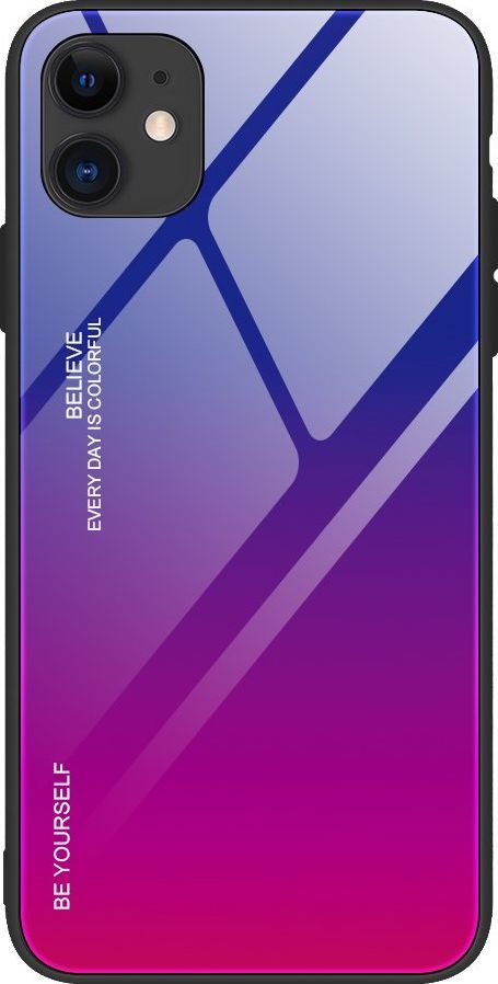 Hurtel Gradient Glass etui pokrowiec nakładka ze szkła hartowanego iPhone 12 mini różowo-fioletowy 1
