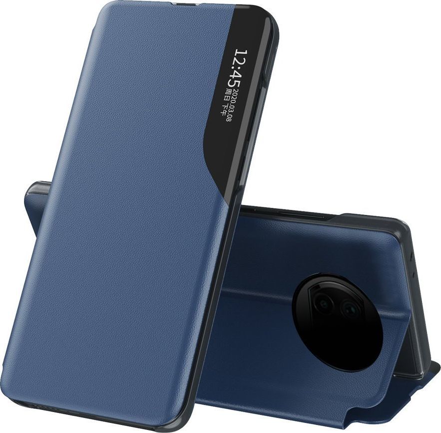 Hurtel Eco Leather View Case elegancki futerał etui z klapką i funkcją podstawki Xiaomi Redmi Note 9T 5G niebieski 1