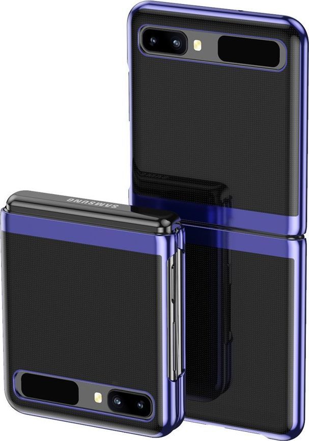 Hurtel Plating Case hard case pokrowiec etui z metaliczną ramką Samsung Galaxy Z Flip niebieski 1