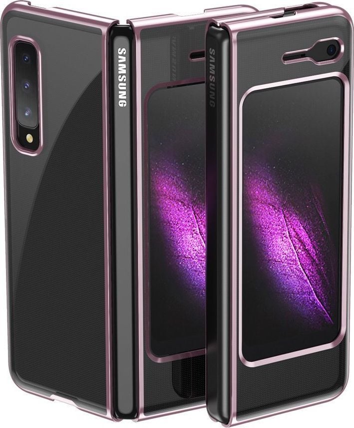 Hurtel Plating Case hard case pokrowiec etui z metaliczną ramką Samsung Galaxy Fold różowy 1
