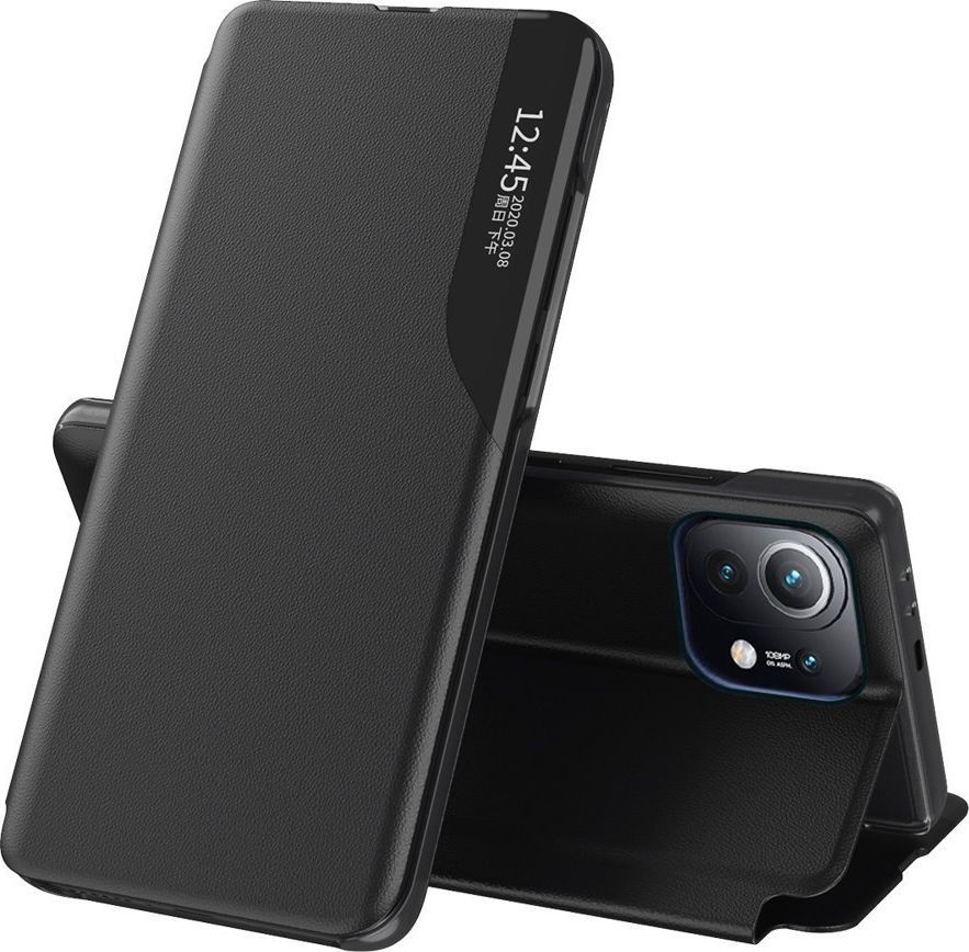 Hurtel Eco Leather View Case elegancki futerał etui z klapką i funkcją podstawki Xiaomi Mi 11 czarny 1