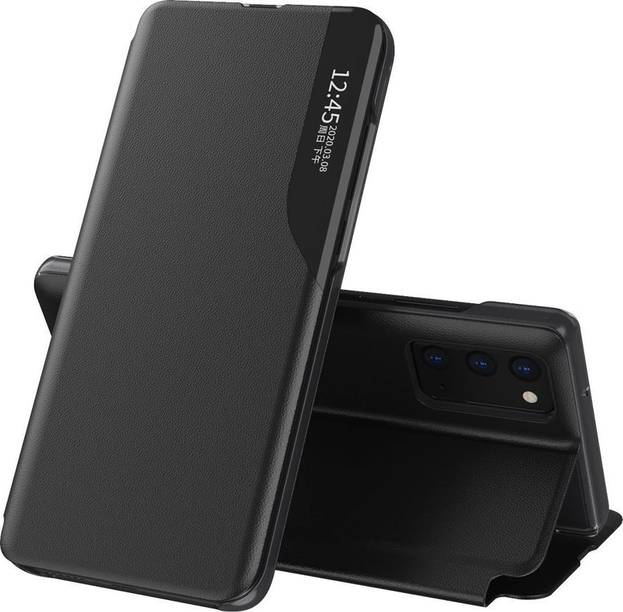 Hurtel Eco Leather View Case elegancki futerał etui z klapką i funkcją podstawki Samsung Galaxy A32 4G czarny 1