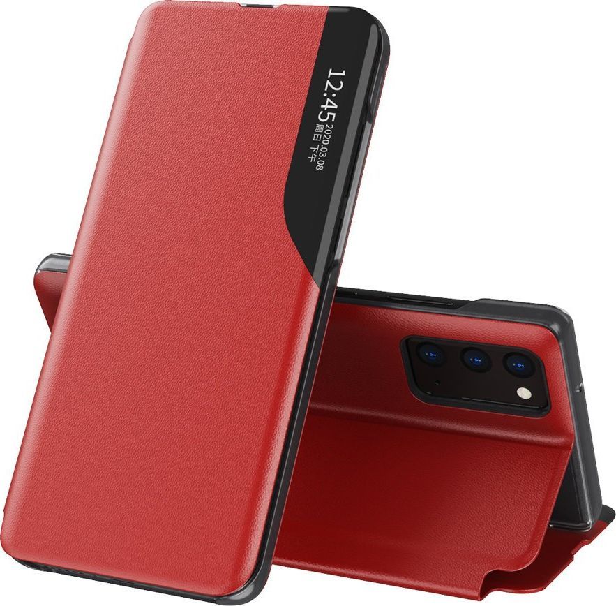 Hurtel Eco Leather View Case elegancki futerał etui z klapką i funkcją podstawki Samsung Galaxy A32 4G czerwony 1