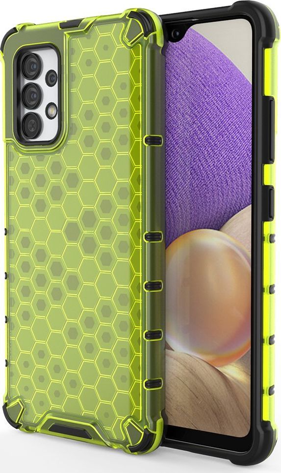 Hurtel Honeycomb etui pancerny pokrowiec z żelową ramką Samsung Galaxy A32 4G zielony 1