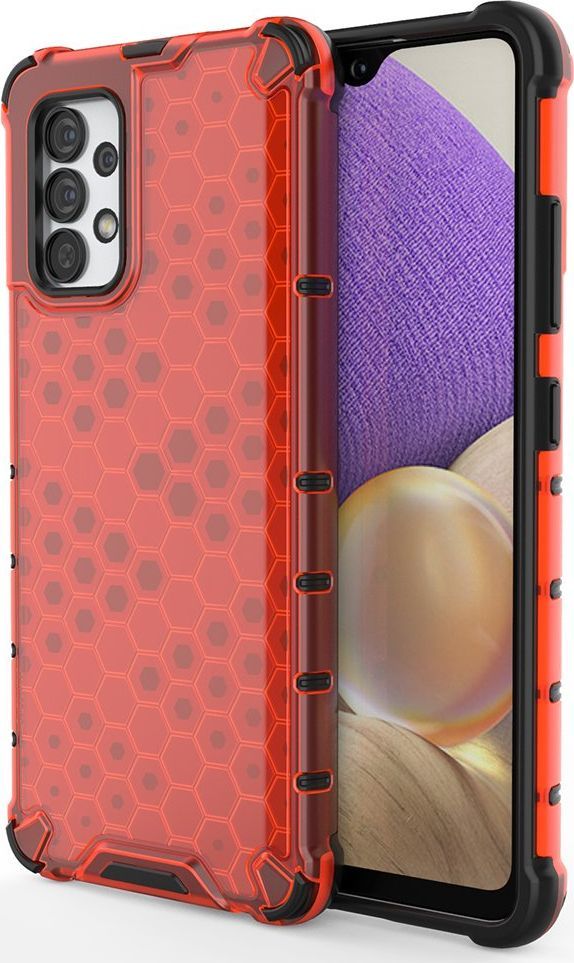 Hurtel Honeycomb etui pancerny pokrowiec z żelową ramką Samsung Galaxy A32 4G czerwony 1