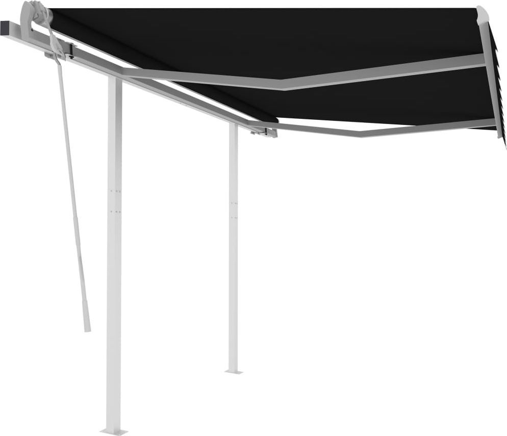 vidaXL Ręcznie zwijana markiza z słupkami, 3x2,5 m, antracytowa 1
