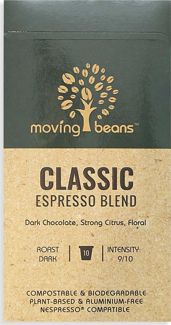 MOVING BEANS Moving Beans, PROMOCJA 50%, Kawa w kapsułkach kompostowalnych Classic Espresso Blend, 10 szt., TERMIN WAŻNOŚCI 14.04.2021 1