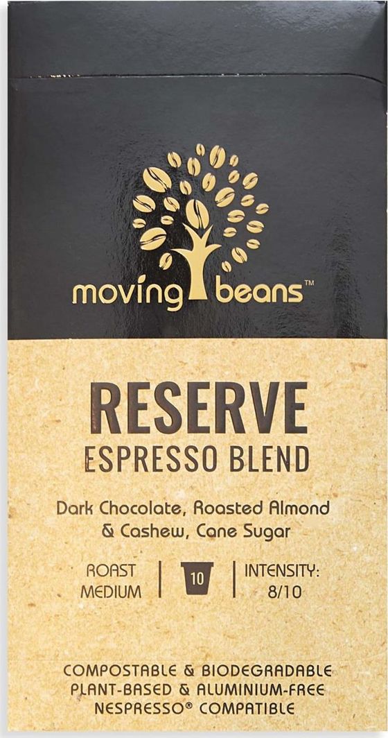 MOVING BEANS Moving Beans, Kawa w kapsułkach kompostowalnych Reserve Espresso Blend, 10 szt. 1