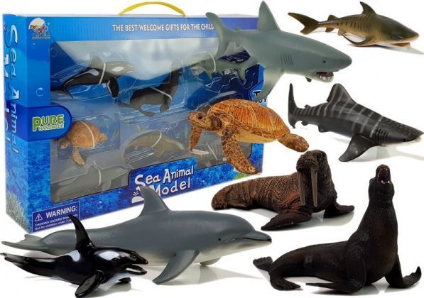Figurka Lean Sport Figurki Edukacyjne Morskie Zwierzęta 8 Elementów Rekiny Foka Delfin Mors Żółw 1