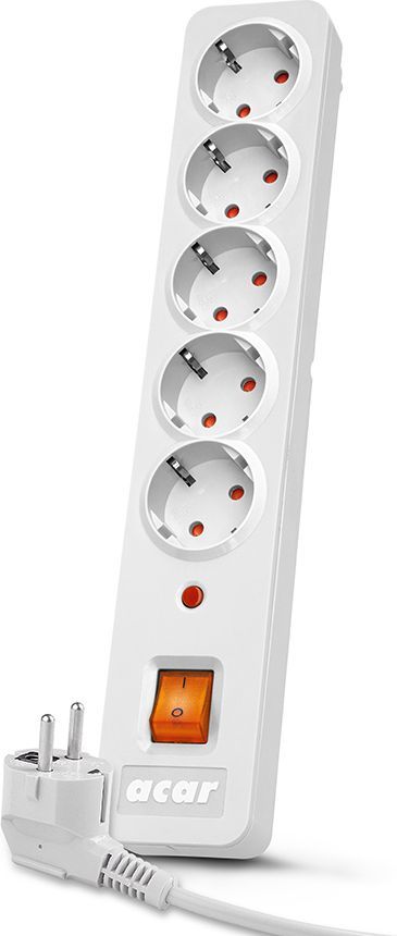 Listwa zasilająca Acar X5 przeciwprzepięciowa 5 gniazd 1.5 m biała (W0209) 1