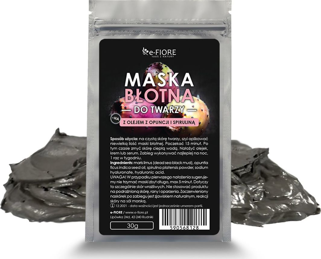 e-FIORE Maska Błotna Do Twarzy Ze Spiruliną I Kwasem Ha E-Fiore 1