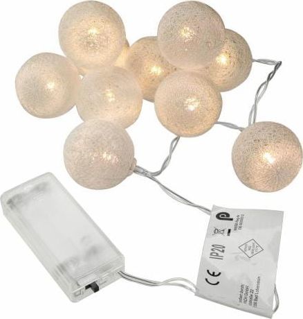 Dekoracja świąteczna DLGTP Zestaw 2 szt Lampki kule 10 LED bajkowe światełka szydełkowane kule ciepła biała 4 cm cotton balls 1