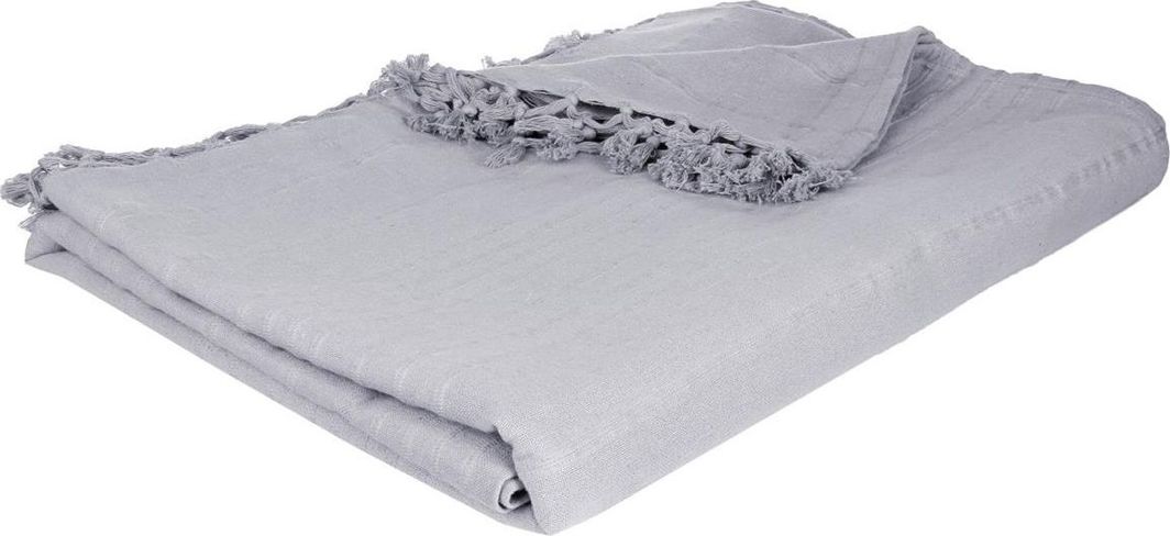 Atmosphera Narzuta na łóżko 230x250 frędzle szara 1