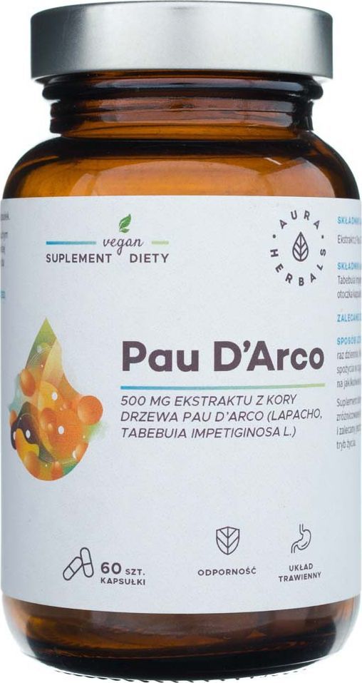 Aura Herbals Aura Herbals Pau D'Arco ekstrakt z kory 500 mg - 60 kapsułek 1