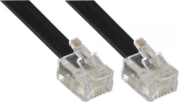  InLine Modularny kabel RJ11, 4 żyły, 6P4C, czarny, 15m (18844M) 1