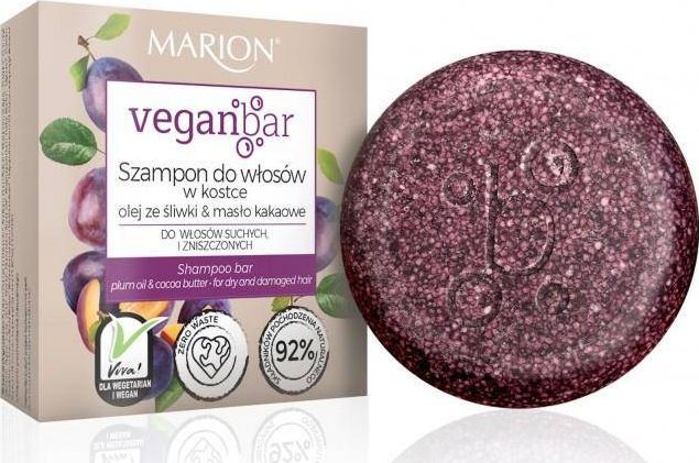 Marion Marion Vegan Bar Szampon do włosów w kostce Olej ze Śliwki & Masło Kakaowe - kartonik 50g 1