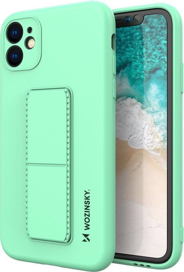 Wozinsky Wozinsky Kickstand Case elastyczne silikonowe etui z podstawką iPhone 12 miętowy 1