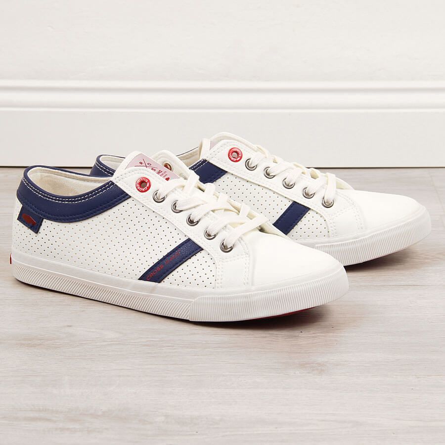Cross Jeans Trampki męskie niskie eko skóra białe Cross Jeans II1R4005C 44 1