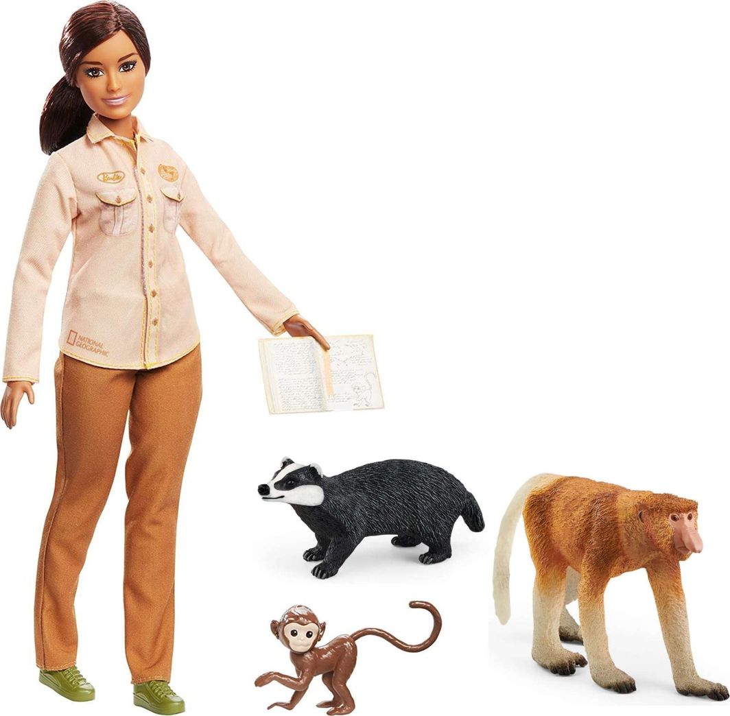 Lalka Barbie Mattel National Geographic - Ekolożka + figurki Schelich (GDM44/GDM48 + 14846 + 14842) 1