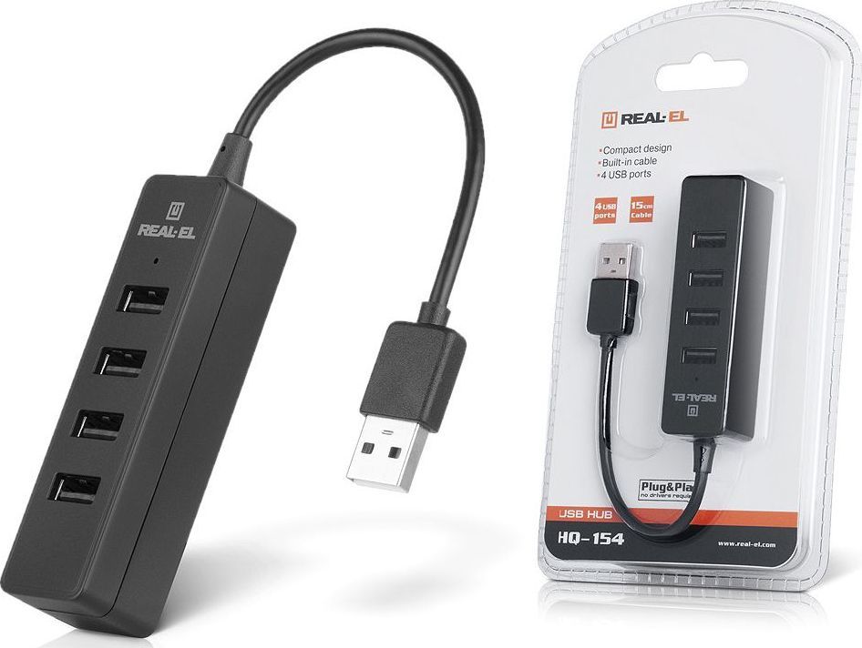 HUB USB Real-El 4x USB-A 2.0 1