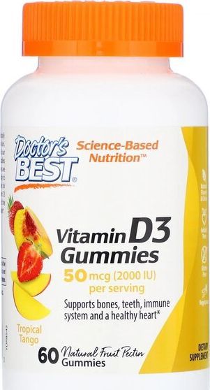 DOCTORS BEST Doctor's Best - Witamina D3, Tropikalne Mango, 60 żelek 1