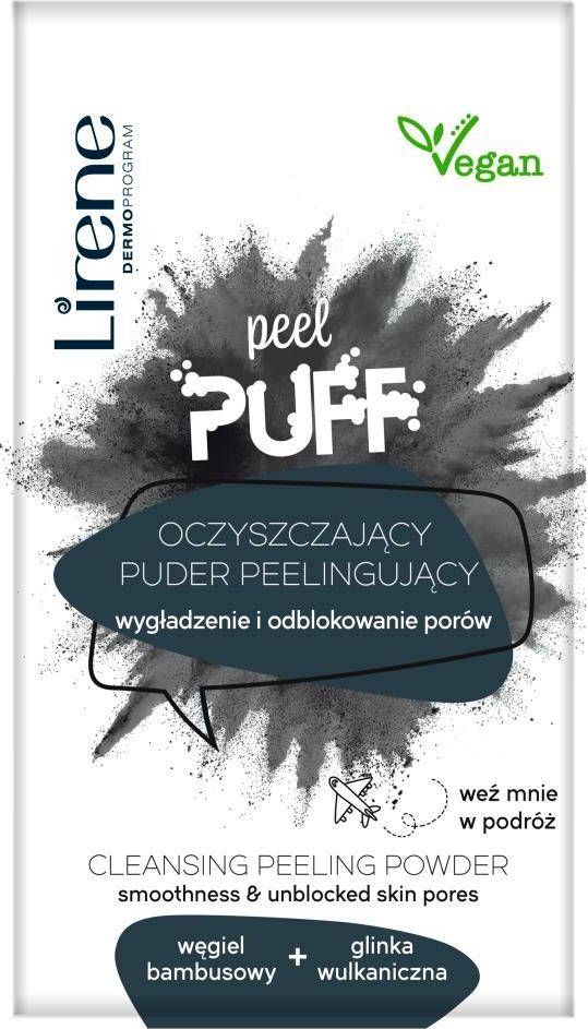 Lirene Lirene Peel Puff oczyszczający puder peelingujący węgiel bambusowy + glinka wulkaniczna 7g 1