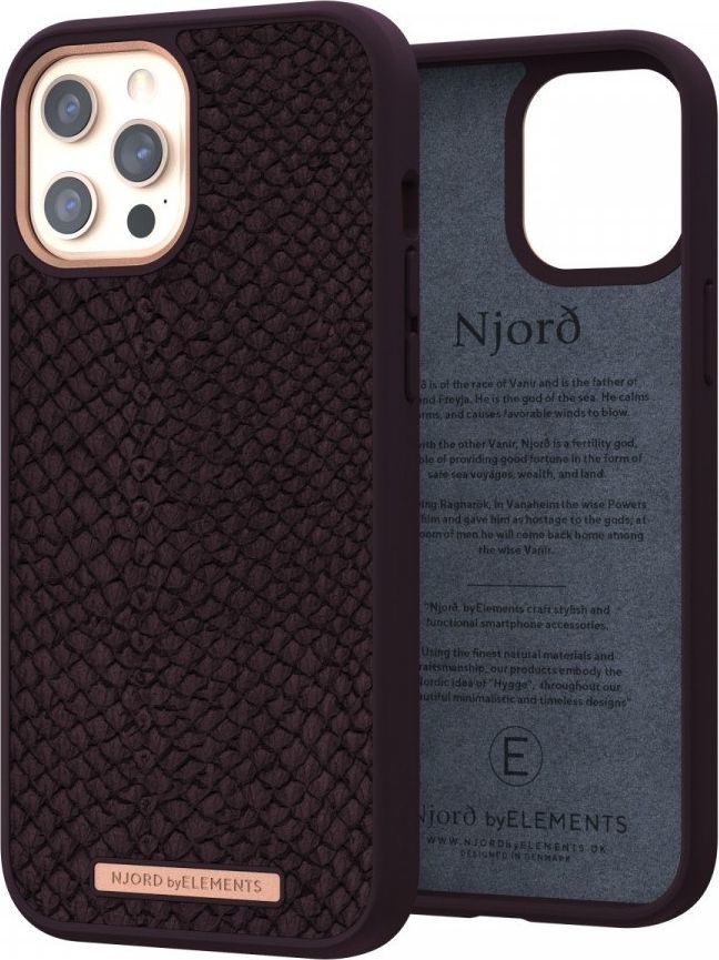 Njord by Elements Njord by Elements Etui z islandzkiej skóry łososia do iPhone 12 Pro Max purpurowe 1