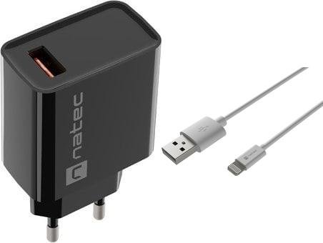 Ładowarka Natec Ribera 1x USB-A 3 A (NUC-2058) + Kabel USB-A - Lightning 1 m Biały 1