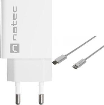 Ładowarka Natec Ribera 1x USB-C 3 A (NUC-2059) + Kabel USB-C - Lightning 1 m Biały 1