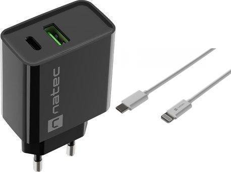 Ładowarka Natec Ribera 1x USB-A 1x USB-C 3 A (NUC-2062) + Kabel USB-C - Lightning 1 m Biały 1