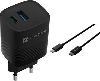 Ładowarka Natec Ribera 1x USB-A 1x USB-C 3 A (NUC-2141) + Kabel USB-C - USB-C 1 m Czarny 1
