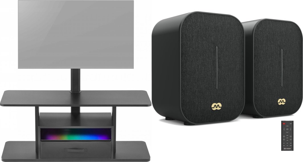 Mozos Mozos Stolik RTV czarny CTS2 + Głośniki komputerowe Agera 1