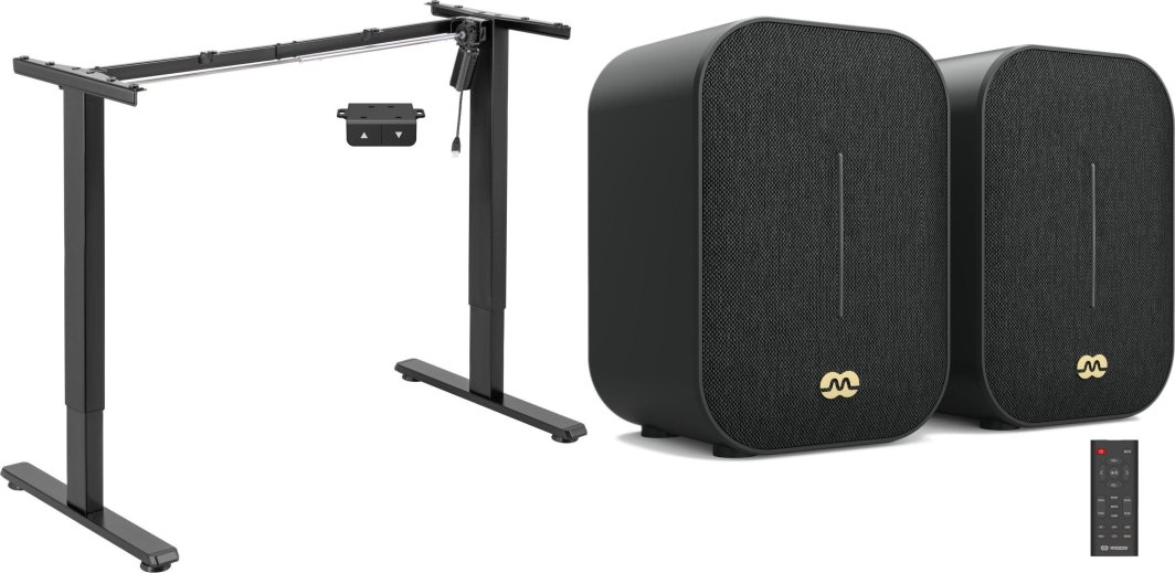 Mozos Mozos EDF-ECO-BK - stelaż do biurka czarny z elektryczną regulacją wysokości + Głośniki komputerowe Agera 1