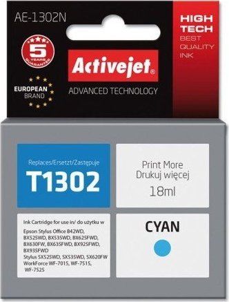 Tusz Activejet Activejet Tusz Activejet AE-1302N (zamiennik Epson T1302; Supreme; 18 ml; niebieski) 1