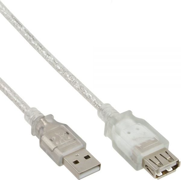 Kabel USB InLine Wtyczka prosta USB-A - 1 m Przezroczysty (34610) 1