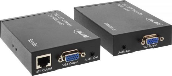 System przekazu sygnału AV InLine VGA + Audio, po sieci LAN Ethernet RJ45 przez kabel UTP / STP, do 300m, zestaw (65012) 1