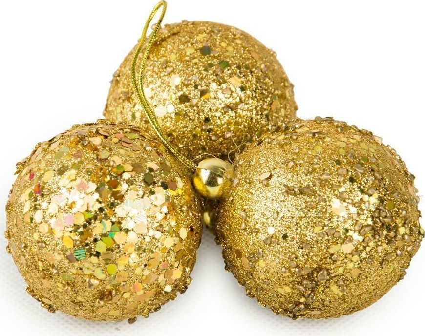 Dekoracja świąteczna Art-Pol Bombki choinkowe złote 3 szt wzór 2 1