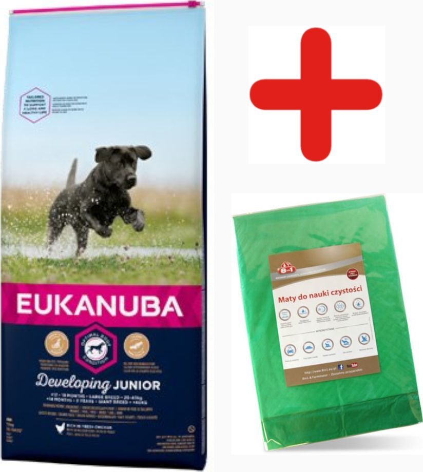 EUKANUBA EUKANUBA Junior Large 15 kg + MATA 8in1 GRATIS 1