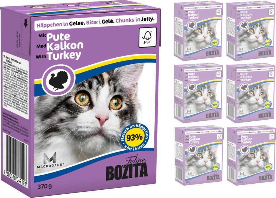 Bozita BOZITA Cat Kawałki Indyka W Galaretce 6 x 370g 1