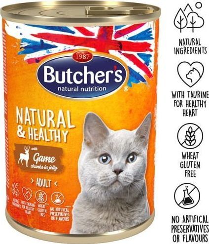 Butcher’s BUTCHER'S Natural&Healthy - kawałki z dziczyzną w galaretce 24x400g (kot) 1