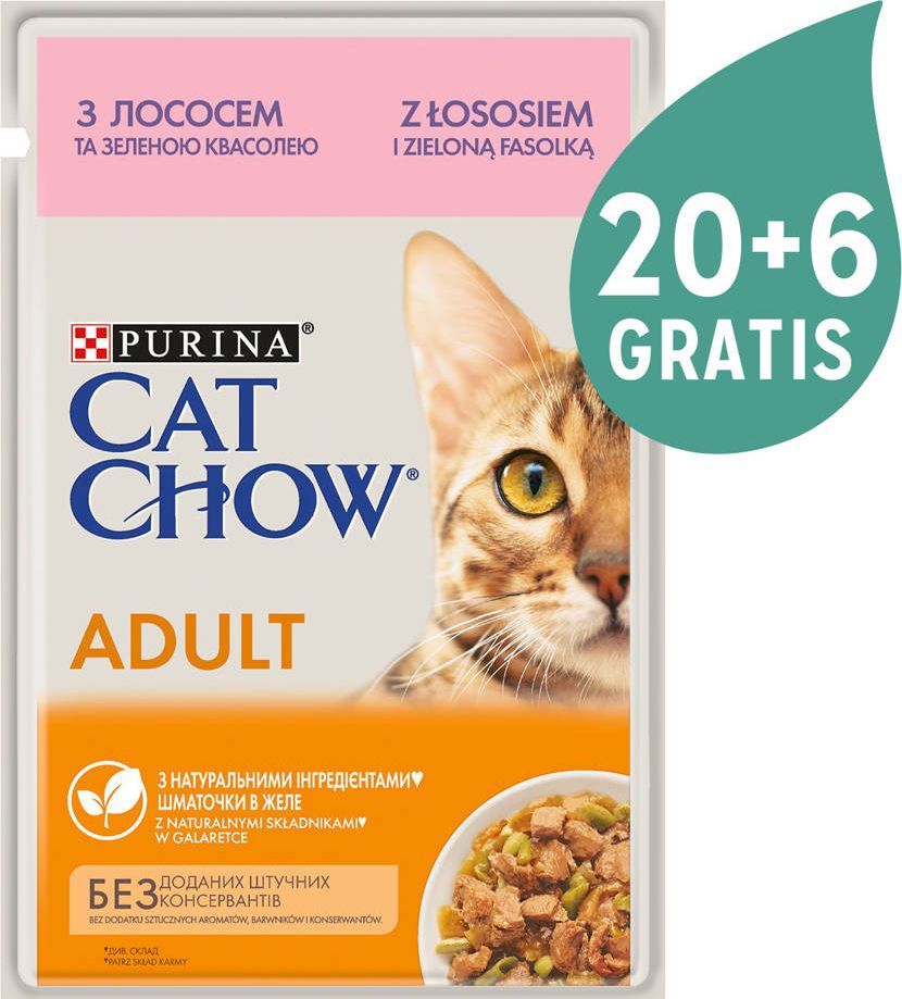 Purina PURINA Cat Chow Adult Łosoś i zielona fasolka 85g Saszetka 20+6 GRATIS 1