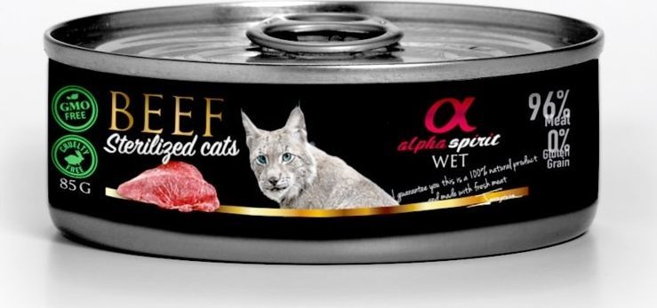 Alpha Spirit ALPHA SPIRIT Wołowina - koty sterylizowane 18x85g 1